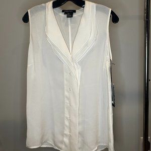 Etcetera Size 8 Ivory Chiffon Blouse Sleeveless NWT